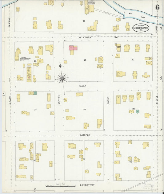Sanborn Fire Insurance Map from Coudersport, Potter County, Pennsylvania (1903), Sheet #0006 - Historic Sanborn Fire Insurance Map Print, vintage old map wall art, antique decor, genealogy gift, Pennsylvania Pennsylvania map