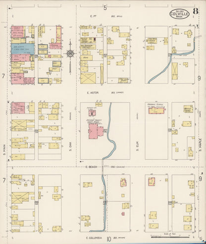 Sanborn Fire Insurance Map from Colville, Stevens County, Washington (1912), Sheet #0008 - Complete Map Set gallery image, historic Sanborn map, vintage wall art, Washington Washington