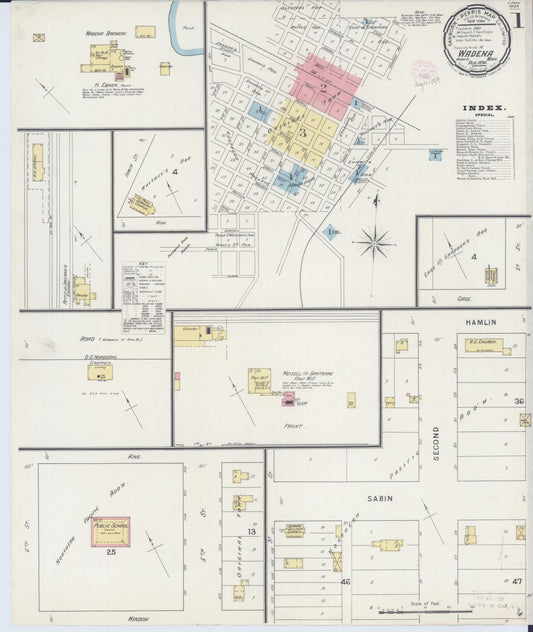 Sanborn Fire Insurance Map from Wadena, Wadena County, Minnesota (1894), Sheet #0001 - Historic Sanborn Fire Insurance Map Print, vintage old map wall art, antique decor, genealogy gift, Minnesota Minnesota map