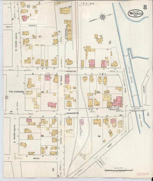 Sanborn Fire Insurance Map from Waterloo, Seneca County, New York (1948), Sheet #0008 - Historic Sanborn Fire Insurance Map Print, vintage old map wall art, antique decor, genealogy gift, New York New York map