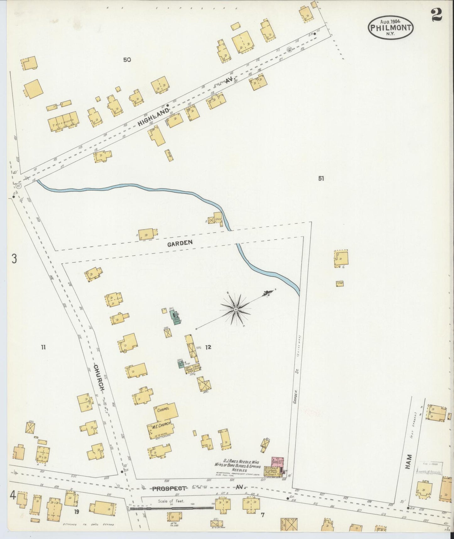 Sanborn Fire Insurance Map from Philmont, Columbia County, New York (1904), Sheet #0002 - Historic Sanborn Fire Insurance Map Print, vintage old map wall art, antique decor, genealogy gift, New York New York map