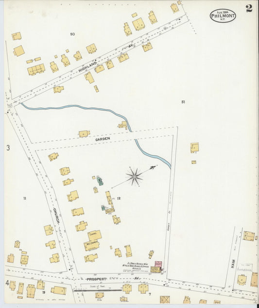 Sanborn Fire Insurance Map from Philmont, Columbia County, New York (1904), Sheet #0002 - Historic Sanborn Fire Insurance Map Print, vintage old map wall art, antique decor, genealogy gift, New York New York map