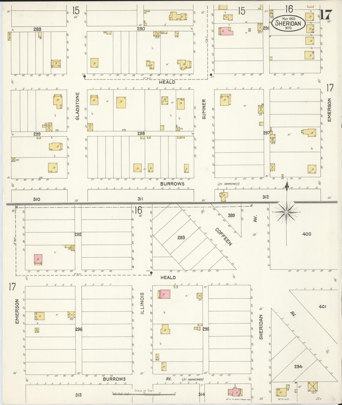 Sanborn Fire Insurance Map from Sheridan, Sheridan County, Wyoming (1903), Sheet #0017 - Complete Map Set gallery image, historic Sanborn map, vintage wall art, Wyoming Wyoming