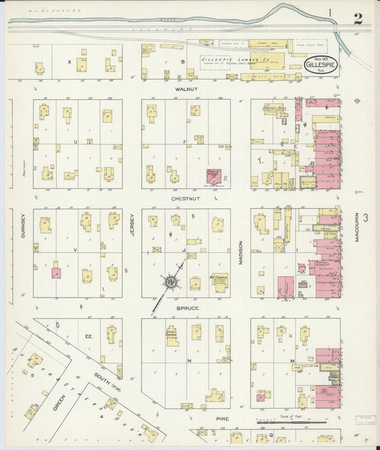 Sanborn Fire Insurance Map from Gillespie, Macoupin County, Illinois (1913), Sheet #0002 - Historic Sanborn Fire Insurance Map Print, vintage old map wall art, antique decor, genealogy gift, Illinois Illinois map