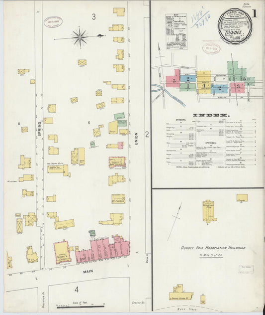 Sanborn Fire Insurance Map from Dundee, Yates County, New York (1898), Sheet #0001 - Complete Map Set gallery image, historic Sanborn map, vintage wall art, New York New York