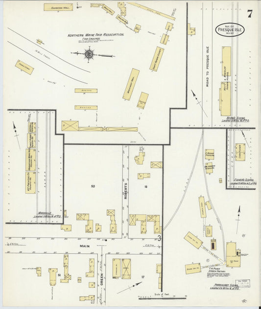 Sanborn Fire Insurance Map from Presque Isle, Aroostook County, Maine (1911), Sheet #0007 - Historic Sanborn Fire Insurance Map Print, vintage old map wall art, antique decor, genealogy gift, Maine Maine map