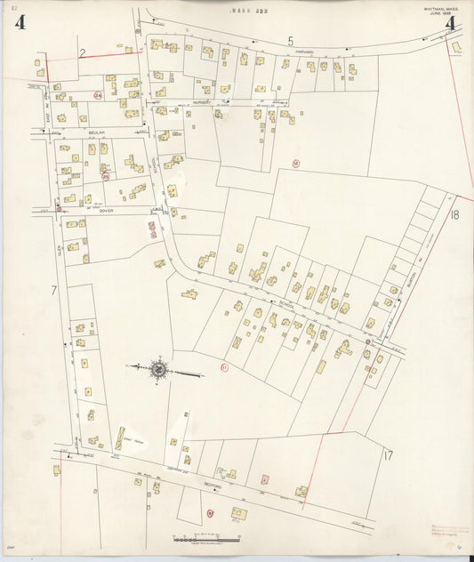 Sanborn Fire Insurance Map from Whitman, Plymouth County, Massachusetts (1950), Sheet #0004 - Historic Sanborn Fire Insurance Map Print, vintage old map wall art, antique decor, genealogy gift, Massachusetts Massachusetts map