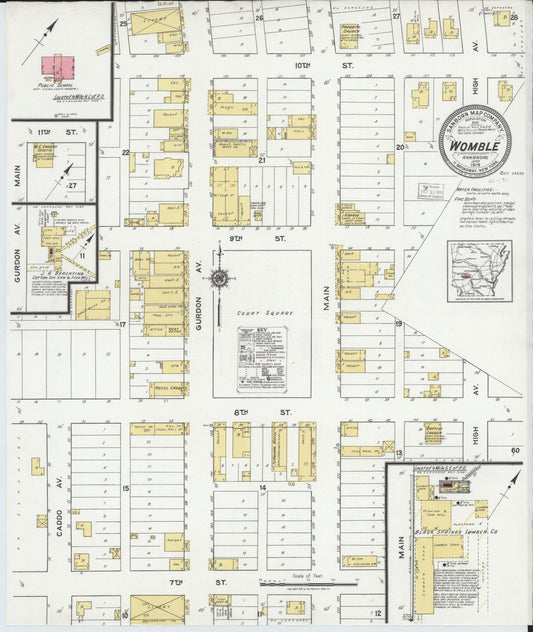 Sanborn Fire Insurance Map from Womble, Montgomery County, Arkansas (1919), Sheet #0001 - Historic Sanborn Fire Insurance Map Print, vintage old map wall art, antique decor, genealogy gift, Arkansas Arkansas map