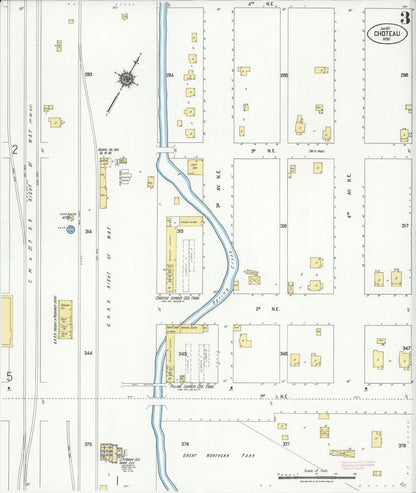 Sanborn Fire Insurance Map from Choteau, Teton County, Montana (1921), Sheet #0003 - Complete Map Set gallery image, historic Sanborn map, vintage wall art, Montana Montana