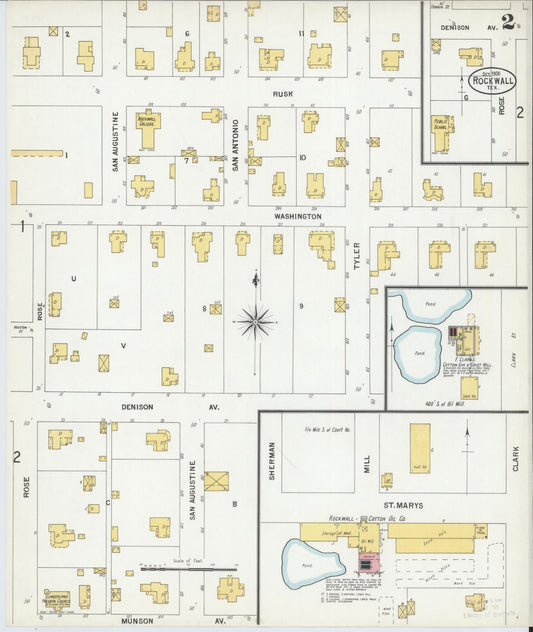 Sanborn Fire Insurance Map from Rockwall, Rockwall County, Texas (1900), Sheet #0002 - Historic Sanborn Fire Insurance Map Print, vintage old map wall art, antique decor, genealogy gift, Texas Texas map