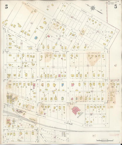 Sanborn Fire Insurance Map from Lee's Summit, Jackson County, Missouri (1945), Sheet #0005 - Historic Sanborn Fire Insurance Map Print, vintage old map wall art, antique decor, genealogy gift, Missouri Missouri map