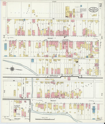 Sanborn Fire Insurance Map from Madison, Jefferson County, Indiana (1911), Sheet #0003 - Historic Sanborn Fire Insurance Map Print, vintage old map wall art, antique decor, genealogy gift, Indiana Indiana map