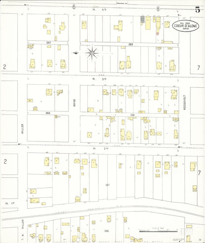 Sanborn Fire Insurance Map from Coeur D'alene, Kootenai County, Idaho (1908), Sheet #0005 - Complete Map Set gallery image, historic Sanborn map, vintage wall art, Idaho Idaho