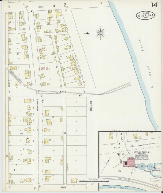 Sanborn Fire Insurance Map from Sterling, Whiteside County, Illinois (1897), Sheet #0014 - Historic Sanborn Fire Insurance Map Print, vintage old map wall art, antique decor, genealogy gift, Illinois Illinois map