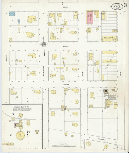 Sanborn Fire Insurance Map from Kyle, Hays County, Texas (1912), Sheet #0003 - Historic Sanborn Fire Insurance Map Print, vintage old map wall art, antique decor, genealogy gift, Texas Texas map
