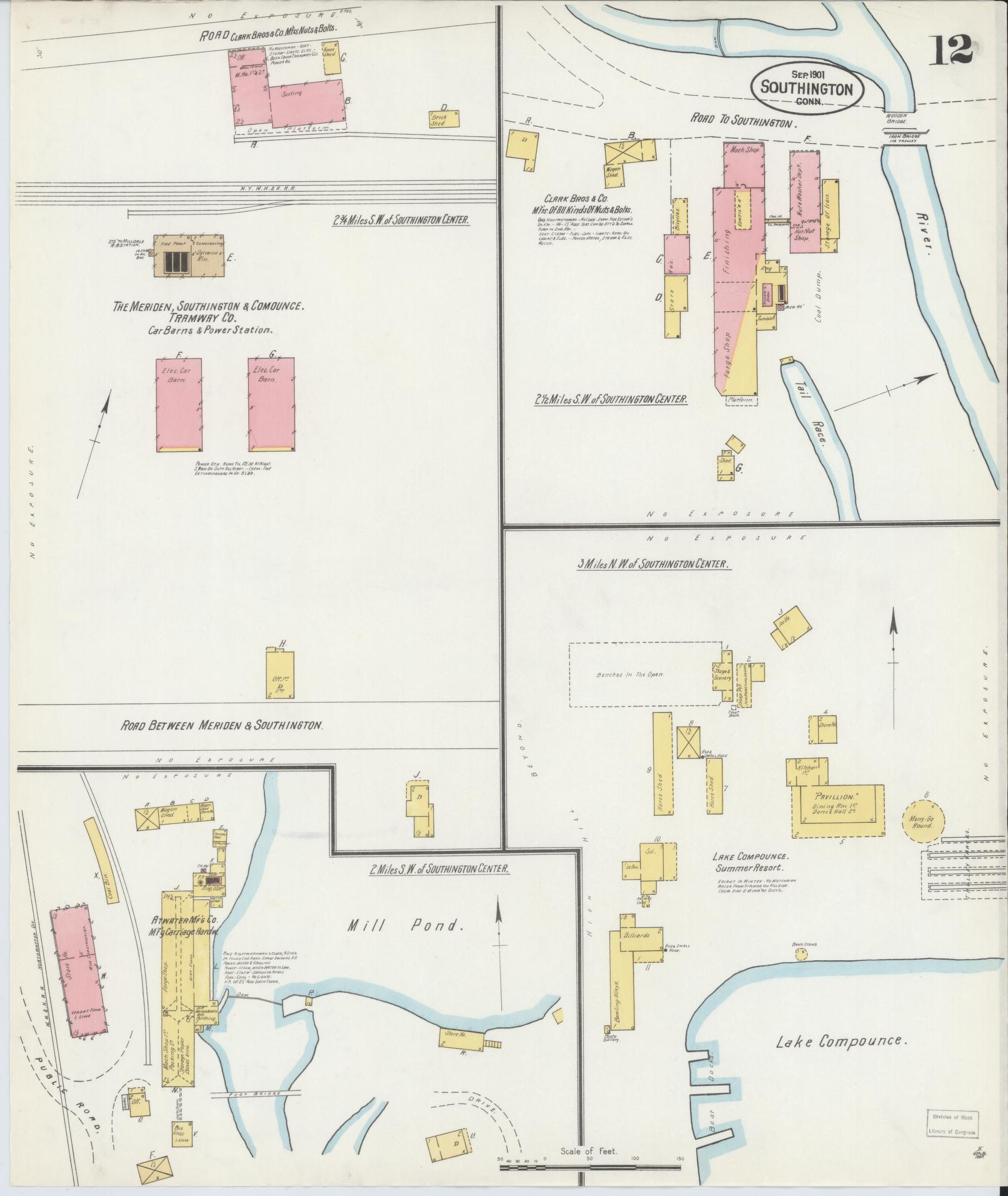 Sanborn Fire Insurance Map from Southington, Hartford County, Connecticut (1901), Sheet #0012 - Historic Sanborn Fire Insurance Map Print, vintage old map wall art, antique decor, genealogy gift, Connecticut Connecticut map