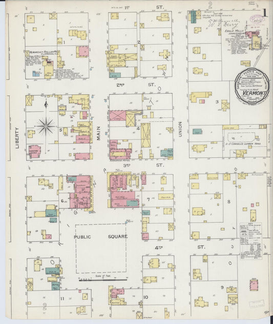 Sanborn Fire Insurance Map from Vermont, Fulton County, Illinois (1893), Sheet #0001 - Historic Sanborn Fire Insurance Map Print, vintage old map wall art, antique decor, genealogy gift, Illinois Illinois map