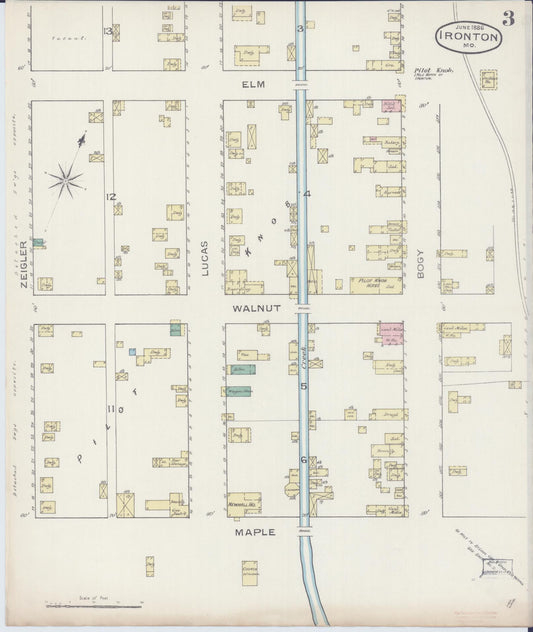 Sanborn Fire Insurance Map from Ironton, Iron County, Missouri (1886), Sheet #0003 - Historic Sanborn Fire Insurance Map Print, vintage old map wall art, antique decor, genealogy gift, Missouri Missouri map
