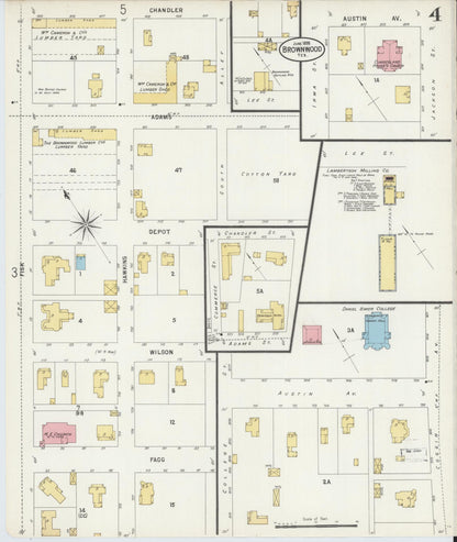 Sanborn Fire Insurance Map from Brownwood, Brown County, Texas (1898), Sheet #0004 - Complete Map Set gallery image, historic Sanborn map, vintage wall art, Texas Texas