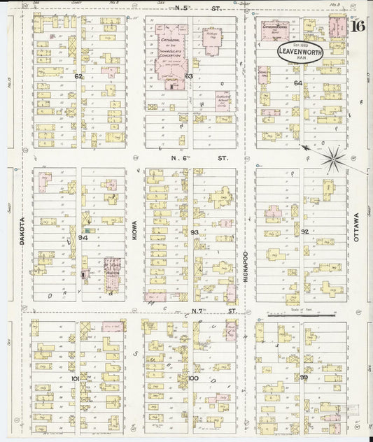 Sanborn Fire Insurance Map from Leavenworth, Leavenworth County, Kansas (1889), Sheet #0017 - Historic Sanborn Fire Insurance Map Print, vintage old map wall art, antique decor, genealogy gift, Kansas Kansas map