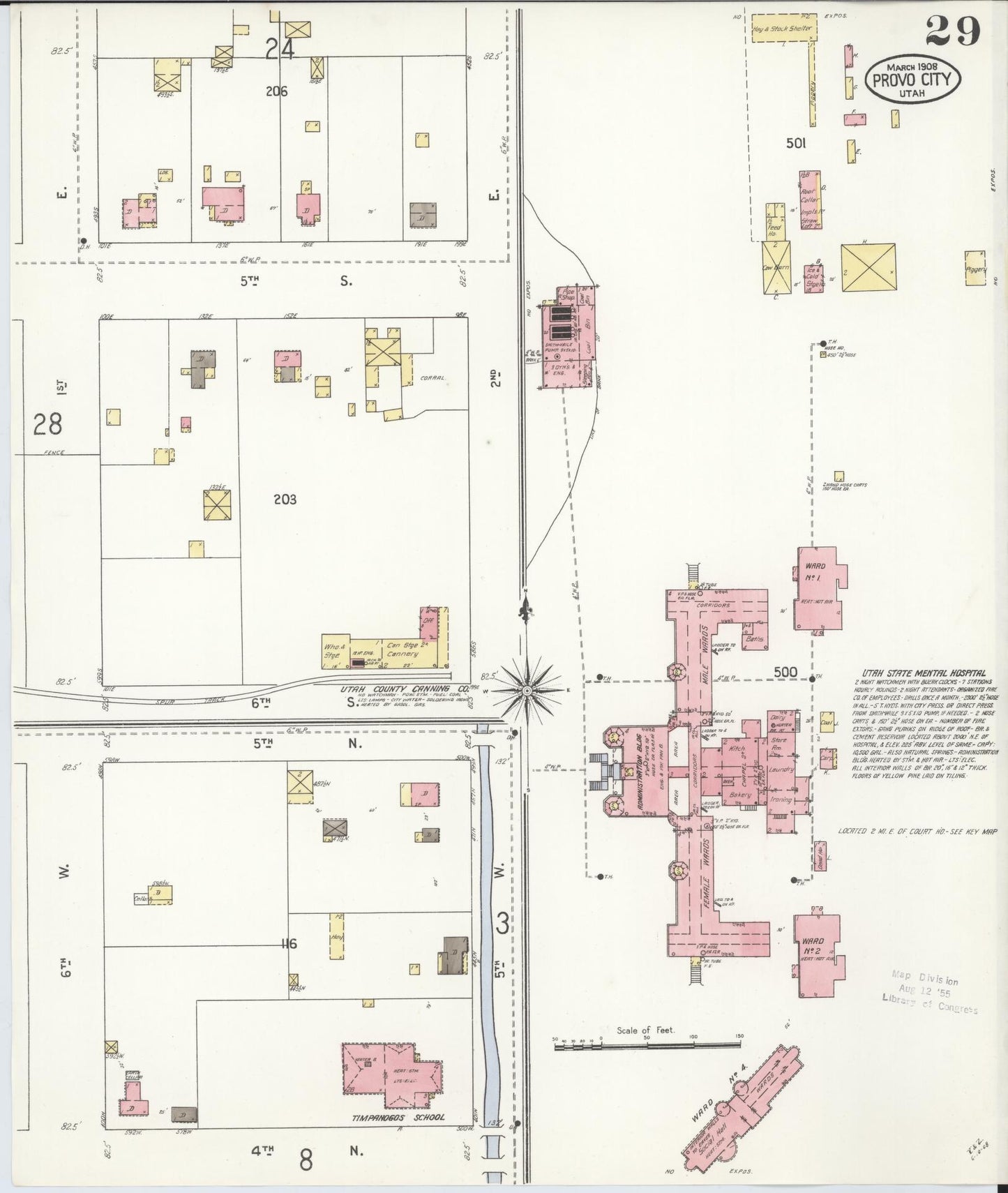Sanborn Fire Insurance Map from Provo, Utah County, Utah (1908), Sheet #0029 - Complete Map Set gallery image, historic Sanborn map, vintage wall art, Provo Utah