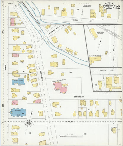 Sanborn Fire Insurance Map from Oneida, Madison County, New York (1904), Sheet #0011 - Historic Sanborn Fire Insurance Map Print, vintage old map wall art, antique decor, genealogy gift, New York New York map