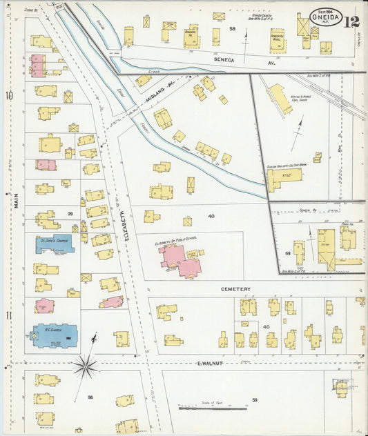 Sanborn Fire Insurance Map from Oneida, Madison County, New York (1904), Sheet #0011 - Historic Sanborn Fire Insurance Map Print, vintage old map wall art, antique decor, genealogy gift, New York New York map