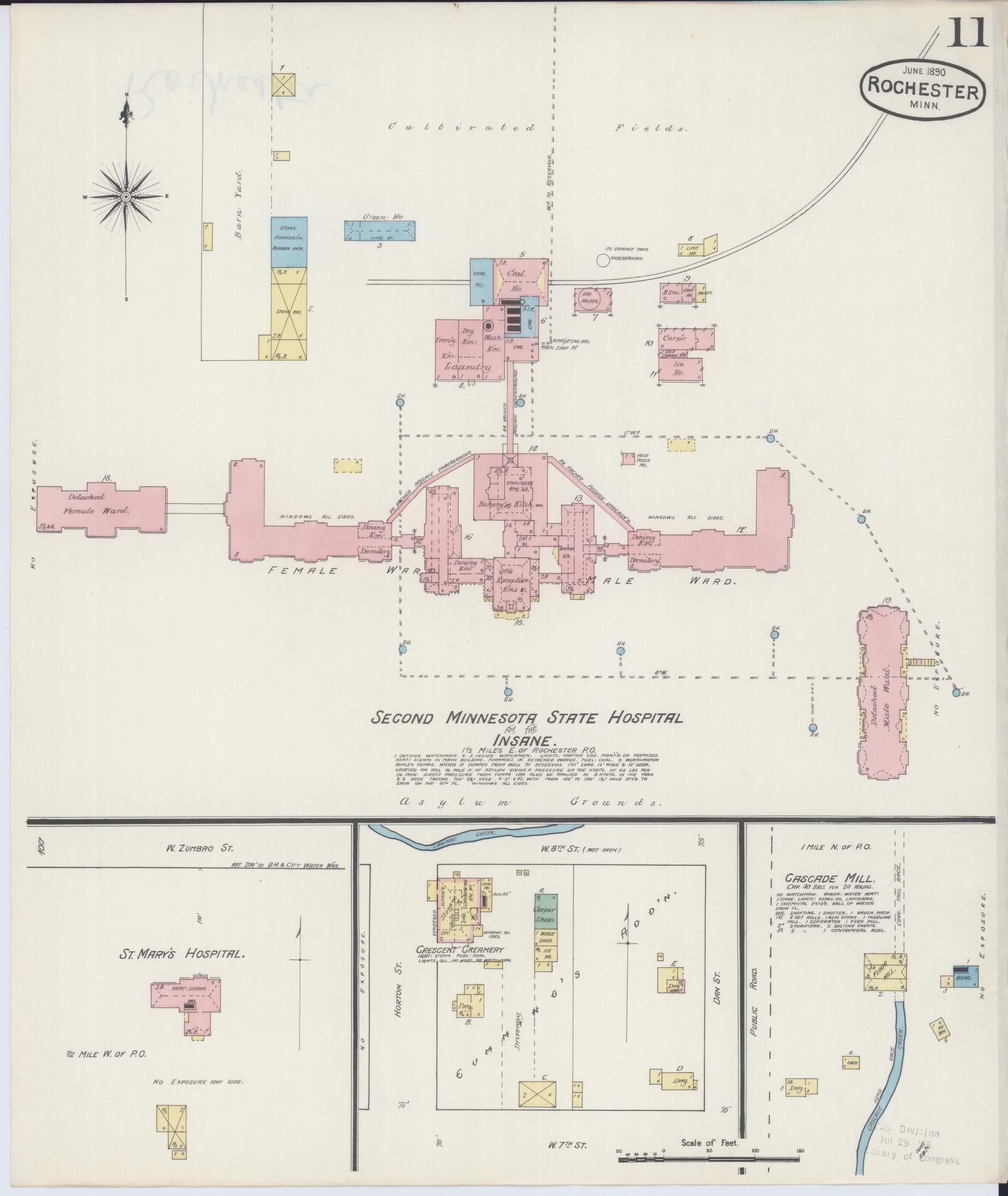Sanborn Fire Insurance Map from Rochester, Olmsted County, Minnesota (1890), Sheet #0011 - Historic Sanborn Fire Insurance Map Print, vintage old map wall art, antique decor, genealogy gift, Minnesota Minnesota map