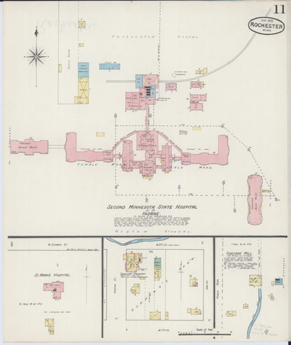 Sanborn Fire Insurance Map from Rochester, Olmsted County, Minnesota (1890), Sheet #0011 - Historic Sanborn Fire Insurance Map Print, vintage old map wall art, antique decor, genealogy gift, Minnesota Minnesota map