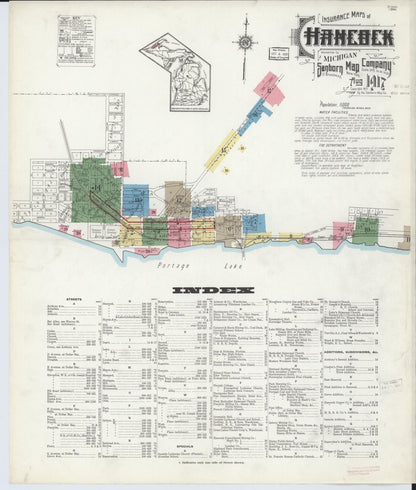 Sanborn Fire Insurance Map from Hancock, Houghton County, Michigan (1917), Sheet #0001 - Complete Map Set gallery image, historic Sanborn map, vintage wall art, Michigan Michigan