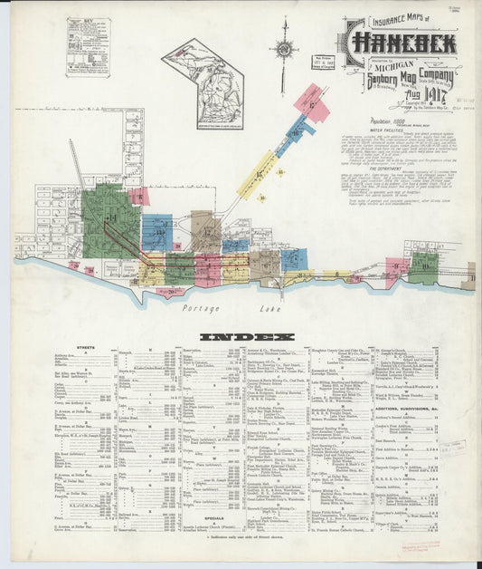 Sanborn Fire Insurance Map from Hancock, Houghton County, Michigan (1917), Sheet #0001 - Complete Map Set gallery image, historic Sanborn map, vintage wall art, Michigan Michigan