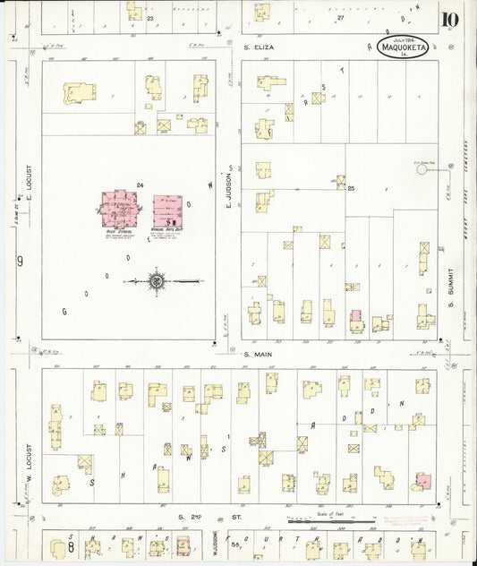 Sanborn Fire Insurance Map from Maquoketa, Jackson County, Iowa (1914), Sheet #0010 - Historic Sanborn Fire Insurance Map Print, vintage old map wall art