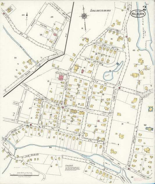 Sanborn Fire Insurance Map from Hillburn, Rockland County, New York (1921), Sheet #0002 - Historic Sanborn Fire Insurance Map Print, vintage old map wall art, antique decor, genealogy gift, New York New York map