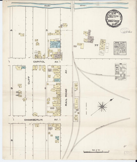 Sanborn Fire Insurance Map from Eagle Rock, Bingham County, Idaho (1884), Sheet #0001 - Historic Sanborn Fire Insurance Map Print, vintage old map wall art, antique decor, genealogy gift, Idaho Idaho map