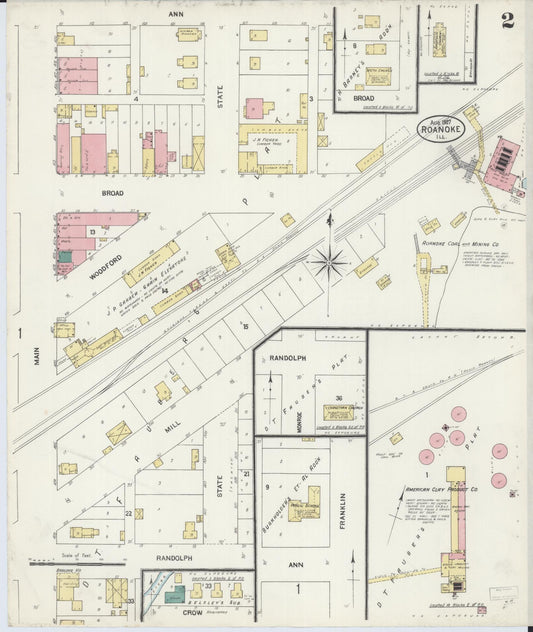 Sanborn Fire Insurance Map from Roanoke, Woodford County, Illinois (1907), Sheet #0002 - Historic Sanborn Fire Insurance Map Print, vintage old map wall art, antique decor, genealogy gift, Illinois Illinois map