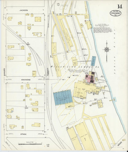 Sanborn Fire Insurance Map from Orange, Orange County, Texas (1914), Sheet #0014 - Complete Map Set gallery image, historic Sanborn map, vintage wall art, Texas Texas