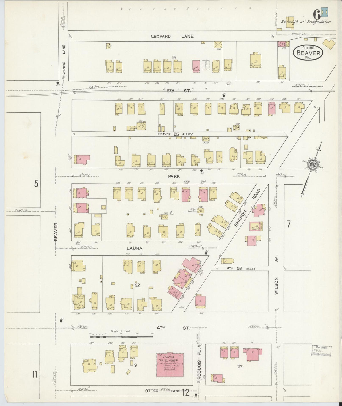 Sanborn Fire Insurance Map from Beaver, Beaver County, Pennsylvania (1912), Sheet #0006 - Complete Map Set gallery image, historic Sanborn map, vintage wall art, Pennsylvania Pennsylvania