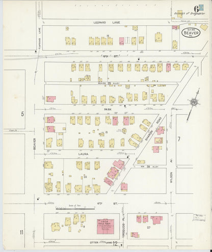 Sanborn Fire Insurance Map from Beaver, Beaver County, Pennsylvania (1912), Sheet #0006 - Complete Map Set gallery image, historic Sanborn map, vintage wall art, Pennsylvania Pennsylvania