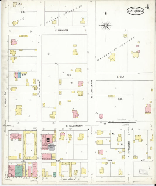 Sanborn Fire Insurance Map from Centerville, Appanoose County, Iowa (1907), Sheet #0004 - Historic Sanborn Fire Insurance Map Print, vintage old map wall art