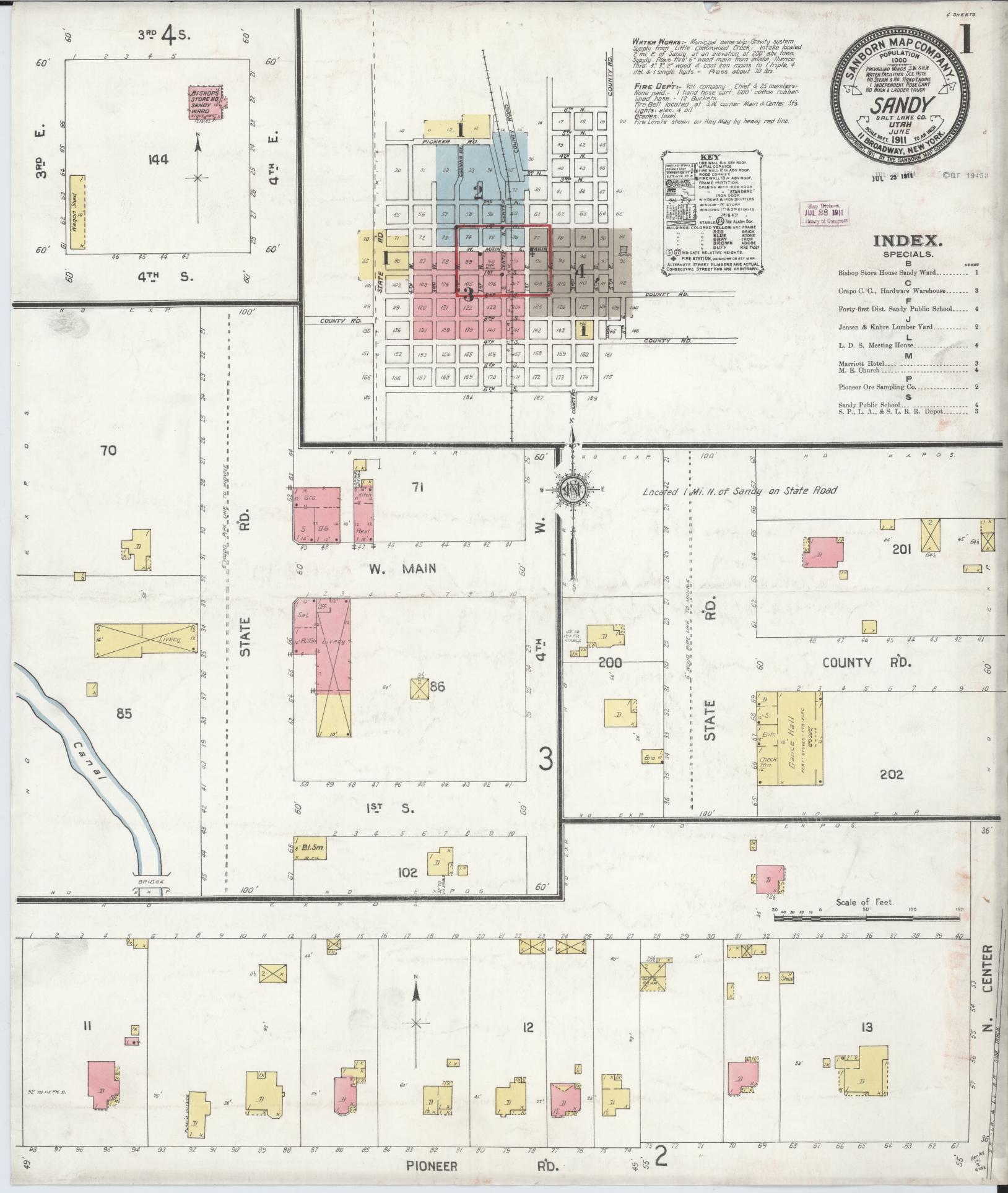 Sanborn Fire Insurance Map from Sandy, Salt Lake County, Utah. (1911) – Historic Sanborn Fire Insurance Map Print