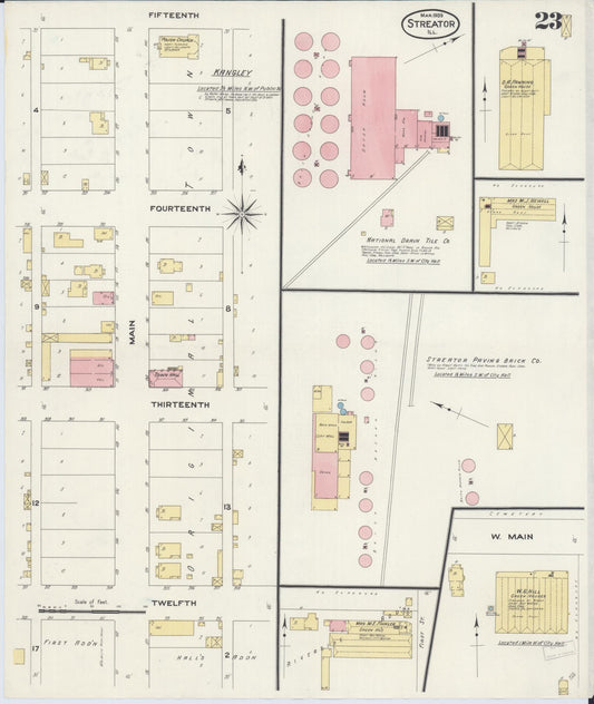 Sanborn Fire Insurance Map from Streator, La Salle County, Illinois (1909), Sheet #0023 - Historic Sanborn Fire Insurance Map Print, vintage old map wall art, antique decor, genealogy gift, Illinois Illinois map