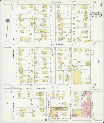 Sanborn Fire Insurance Map from Carthage, Jasper County, Missouri (1909), Sheet #0004 - Complete Map Set gallery image, historic Sanborn map, vintage wall art, Missouri Missouri