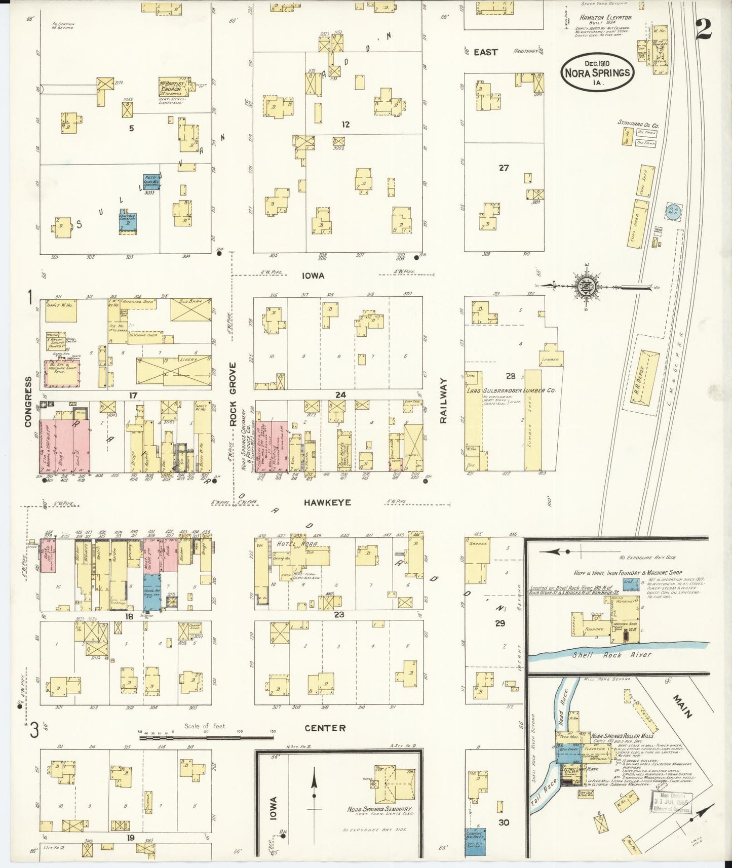 Sanborn Fire Insurance Map from Nora Springs, Floyd County, Iowa (1910), Sheet #0002 - Historic Sanborn Fire Insurance Map Print