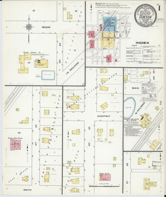 Sanborn Fire Insurance Map from Odessa, Lafayette County, Missouri (1909), Sheet #0001 - Complete Map Set gallery image, historic Sanborn map, vintage wall art, Missouri Missouri