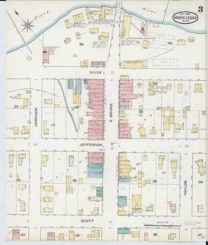 Sanborn Fire Insurance Map from Grand Ledge, Eaton County, Michigan (1892), Sheet #0003 - Complete Map Set gallery image, historic Sanborn map, vintage wall art, Michigan Michigan