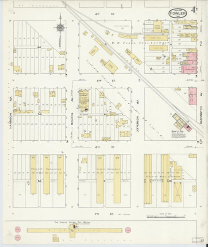 Sanborn Fire Insurance Map from Fowler, Benton County, Indiana (1910), Sheet #0004 - Complete Map Set gallery image, historic Sanborn map, vintage wall art, Indiana Indiana