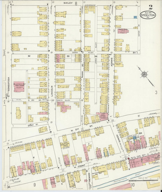 Sanborn Fire Insurance Map from Steelton, Dauphin County, Pennsylvania (1915), Sheet #0002 - Historic Sanborn Fire Insurance Map Print, vintage old map wall art, antique decor, genealogy gift, Pennsylvania Pennsylvania map
