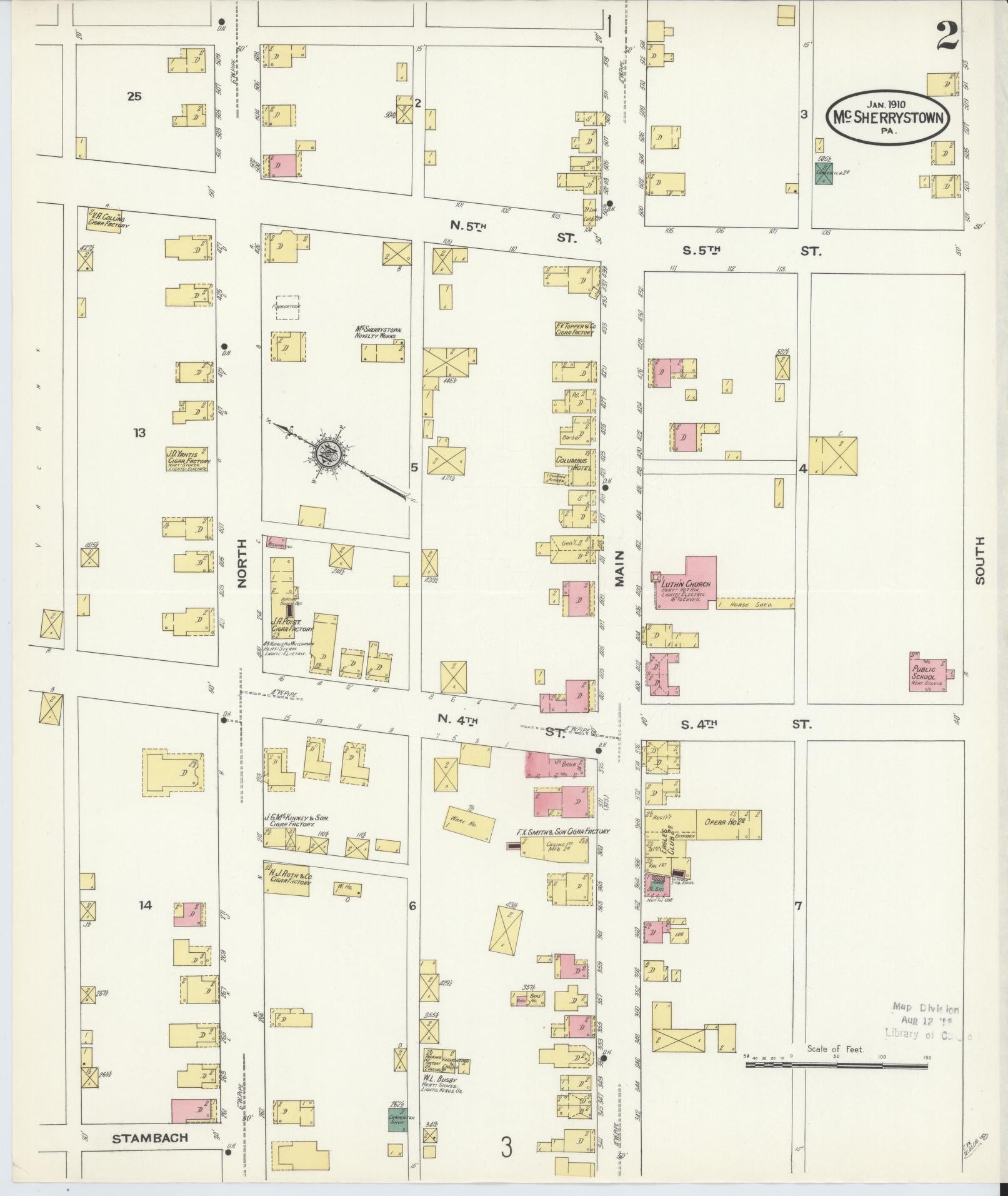 Sanborn Fire Insurance Map from McSherrystown, Adams County, Pennsylvania (1910), Sheet #0002 - Complete Map Set gallery image, historic Sanborn map, vintage wall art, Pennsylvania Pennsylvania