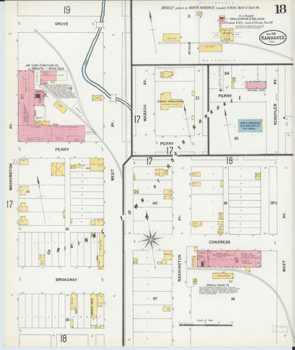 Sanborn Fire Insurance Map from Kankakee, Kankakee County, Illinois (1901), Sheet #0018 - Complete Map Set gallery image, historic Sanborn map, vintage wall art, Illinois Illinois