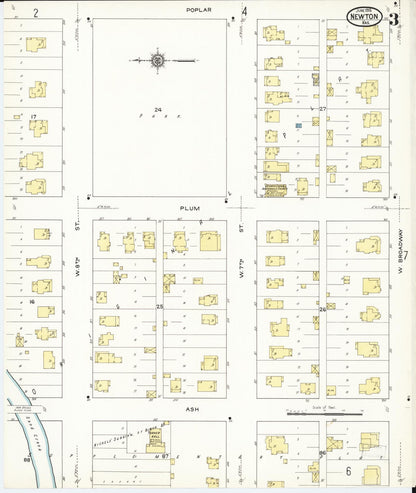 Sanborn Fire Insurance Map from Newton, Harvey County, Kansas (1915), Sheet #0003 - Complete Map Set gallery image, historic Sanborn map, vintage wall art, Kansas Kansas